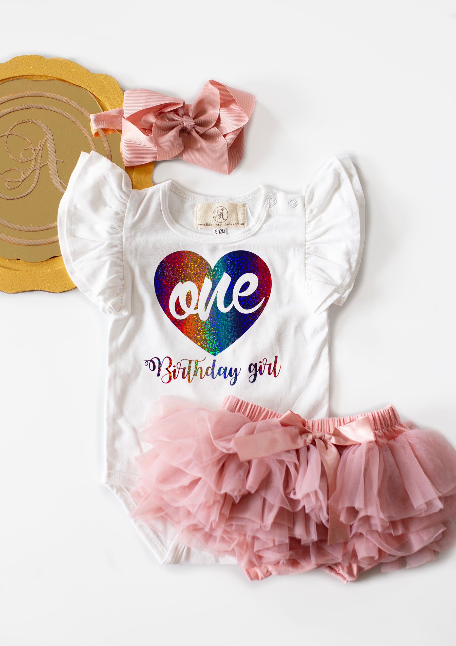 Customised heart one first birthday romper( choice of sleeveless or lo – Little  Miss Amberly