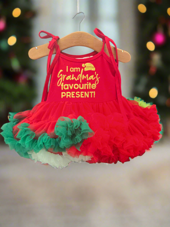 Personalised Christmas ruby red petti dress